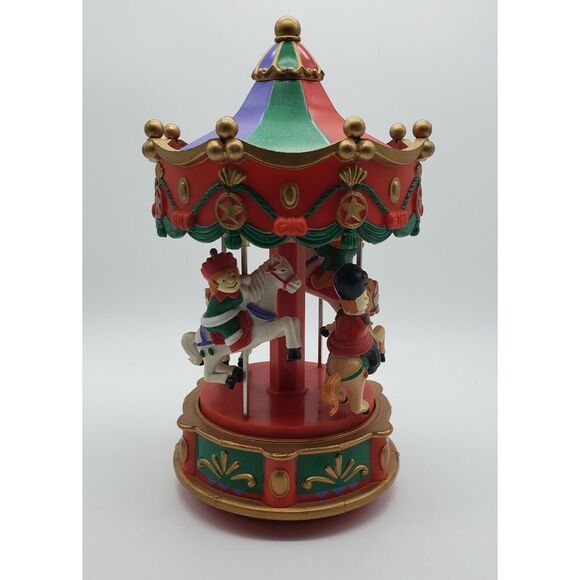 Vintage Christmas Carousel Lights Musical Horses Santa Bear‎ Battery Operated - Picture 1 of 4